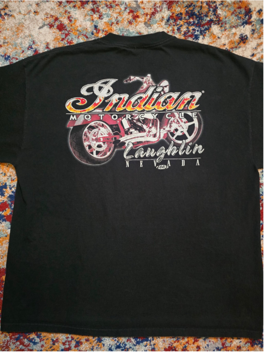 Vintage 2003 Indian Motorcycle Shirt Men XL Laughlin Nevada Bike Rally T-Shirt